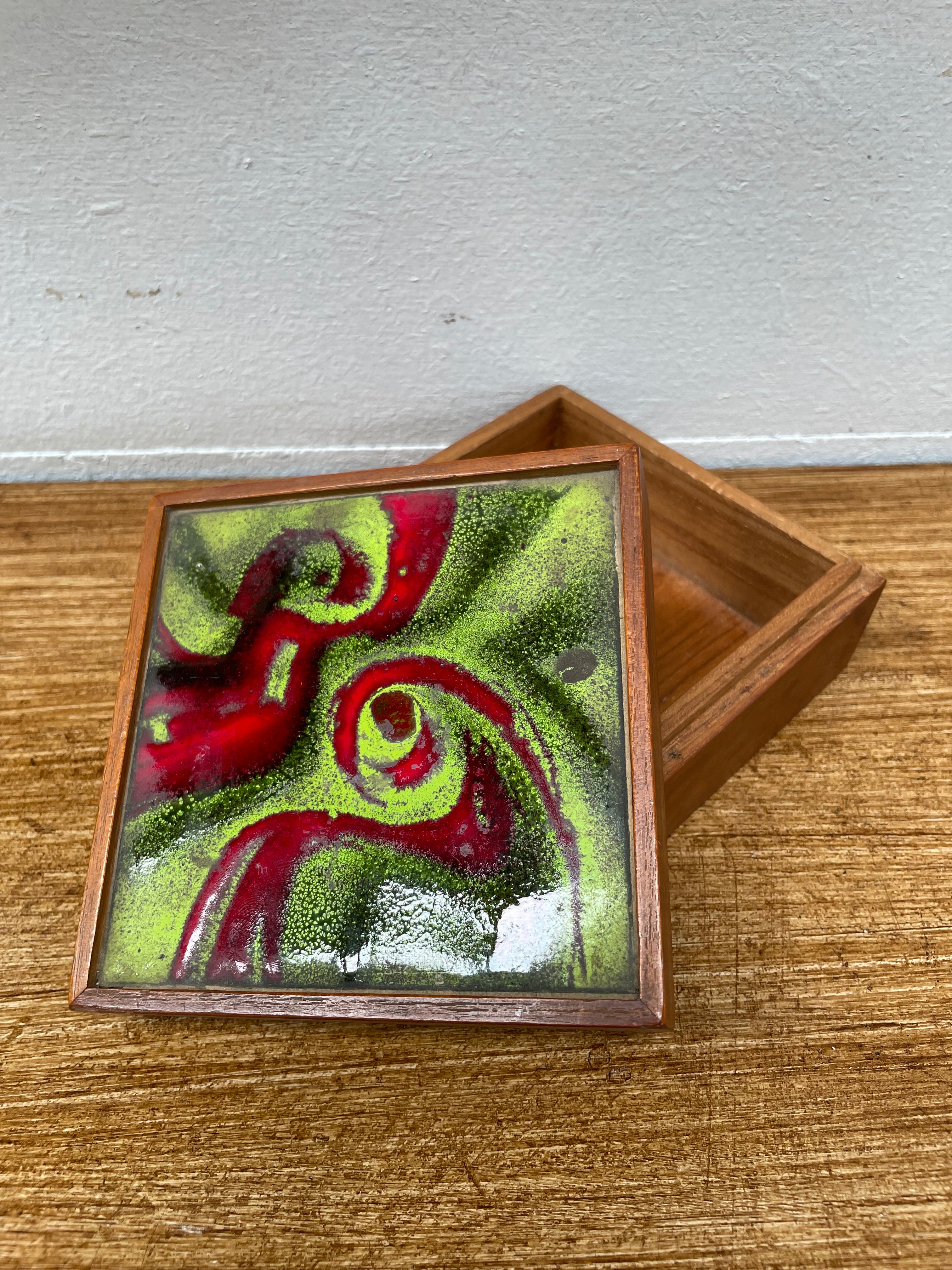 Vintage Enamel & Mahogany Trinket Box | Antique & Vintage | Moonee Ponds Antiques | Australia Wide Delivery