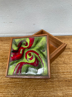 Vintage Enamel & Mahogany Trinket Box | Antique & Vintage | Moonee Ponds Antiques | Australia Wide Delivery