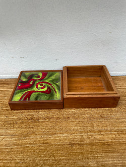 Vintage Enamel & Mahogany Trinket Box | Antique & Vintage | Moonee Ponds Antiques | Australia Wide Delivery