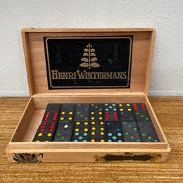 Vintage Dominos Set In Vintage Cigar Box