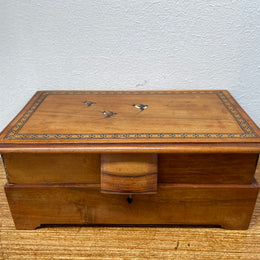 Antique Inlaid Olive Wood Jewelry Box