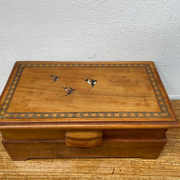 Antique Inlaid Olive Wood Jewelry Box