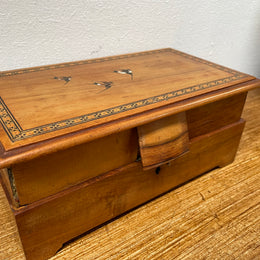 Antique Inlaid Olive Wood Jewelry Box