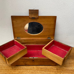 Antique Inlaid Olive Wood Jewelry Box