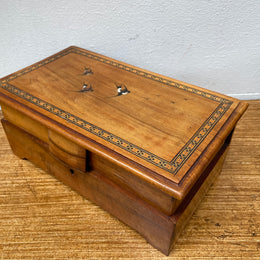 Antique Inlaid Olive Wood Jewelry Box