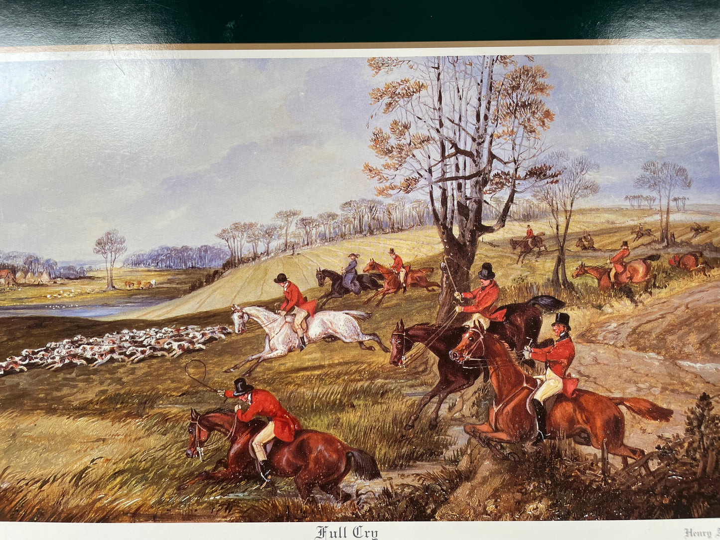 Set of Eight Vintage Hunting Scene Place Mats With Cork Back