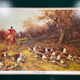 Set of Eight Vintage Hunting Scene Place Mats With Cork Back