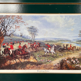 Set of Eight Vintage Hunting Scene Place Mats With Cork Back