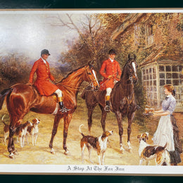 Set of Eight Vintage Hunting Scene Place Mats With Cork Back