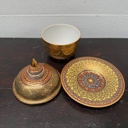 Vintage Hand Painted & Gilded Thai Benjarong Porcelain