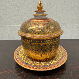 Vintage Hand Painted & Gilded Thai Benjarong Porcelain