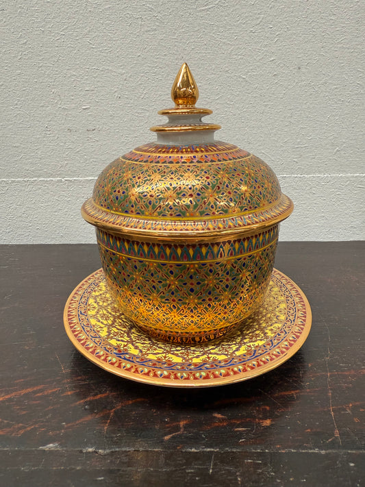 Vintage Hand Painted & Gilded Thai Benjarong Porcelain