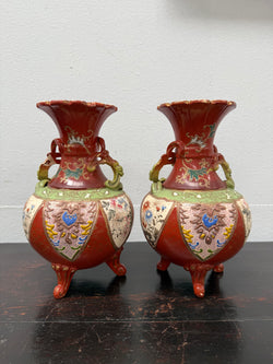 Pair Antique Satsuma Hand Painted Vases (1 a/f) | Antique & Vintage | Moonee Ponds Antiques | Australia Wide Delivery