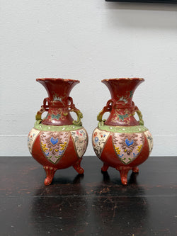 Pair Antique Satsuma Hand Painted Vases (1 a/f) | Antique & Vintage | Moonee Ponds Antiques | Australia Wide Delivery