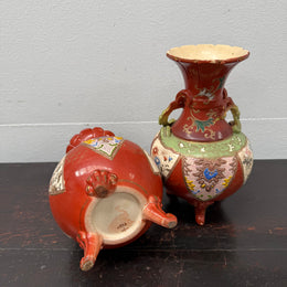 Pair Antique Satsuma Hand Painted Vases (1 a/f)