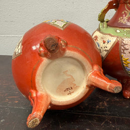 Pair Antique Satsuma Hand Painted Vases (1 a/f)