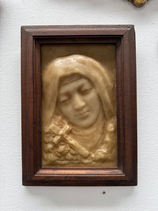 Antique Wax Plaque Featuring Our Lady