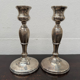 Pair Sterling Silver Birmingham Art Deco Style Candlesticks