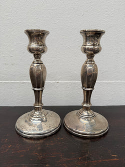 Pair Sterling Silver Birmingham Art Deco Style Candlesticks | Antique & Vintage | Moonee Ponds Antiques | Australia Wide Delivery