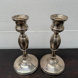 Pair Sterling Silver Birmingham Art Deco Style Candlesticks