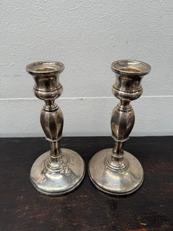 Pair Sterling Silver Birmingham Art Deco Style Candlesticks | Antique & Vintage | Moonee Ponds Antiques | Australia Wide Delivery