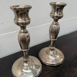 Pair Sterling Silver Birmingham Art Deco Style Candlesticks
