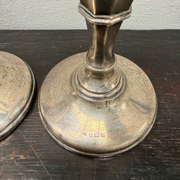 Pair Sterling Silver Birmingham Art Deco Style Candlesticks