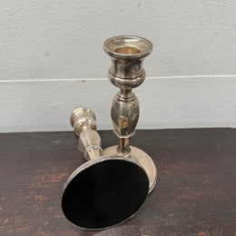 Pair Sterling Silver Birmingham Art Deco Style Candlesticks
