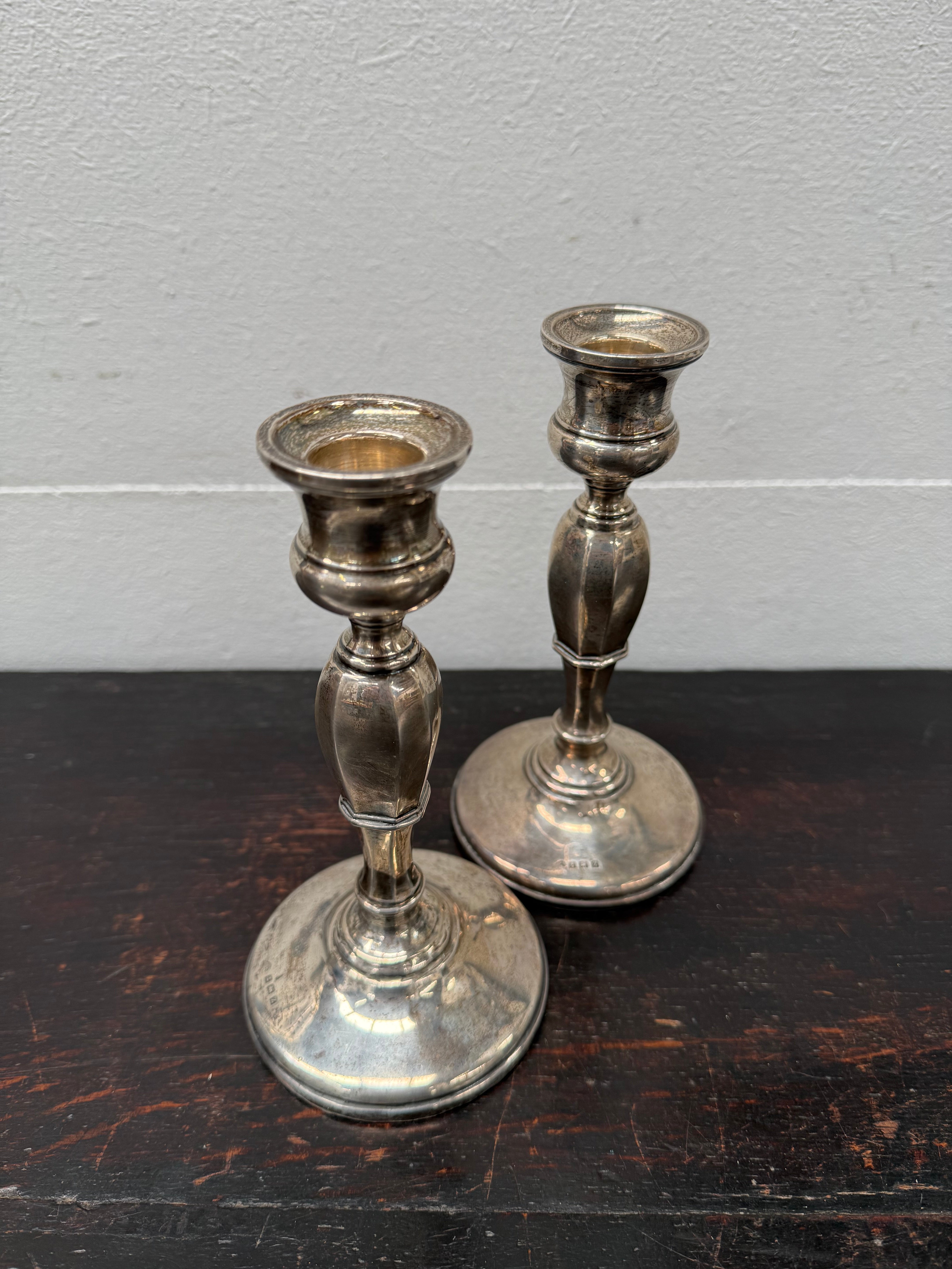 Pair Sterling Silver Birmingham Art Deco Style Candlesticks | Antique & Vintage | Moonee Ponds Antiques | Australia Wide Delivery