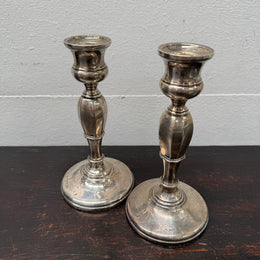 Pair Sterling Silver Birmingham Art Deco Style Candlesticks