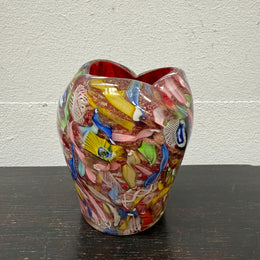 Heavy Quality Vintage Murano Auema Tutti Frutti Vase