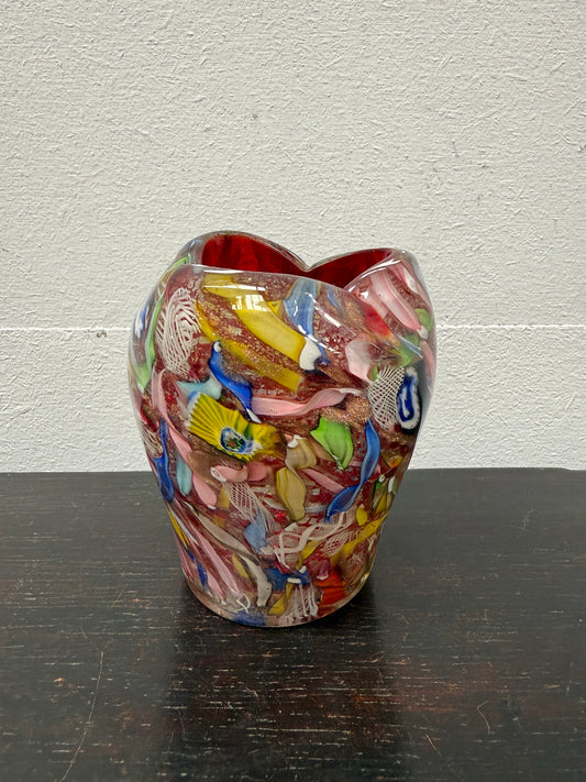 Heavy Quality Vintage Murano Auema Tutti Frutti Vase