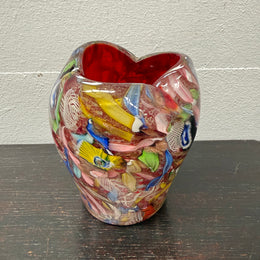Heavy Quality Vintage Murano Auema Tutti Frutti Vase