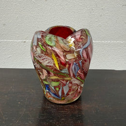 Heavy Quality Vintage Murano Auema Tutti Frutti Vase