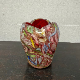 Heavy Quality Vintage Murano Auema Tutti Frutti Vase