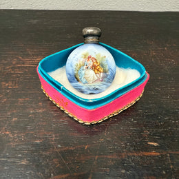 Superb Edwardian Silver Top Hand Painted Perfume Bottle