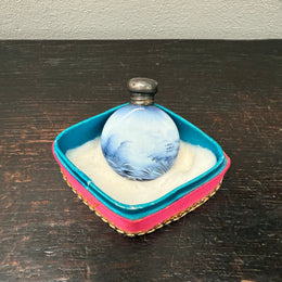 Superb Edwardian Silver Top Hand Painted Perfume Bottle