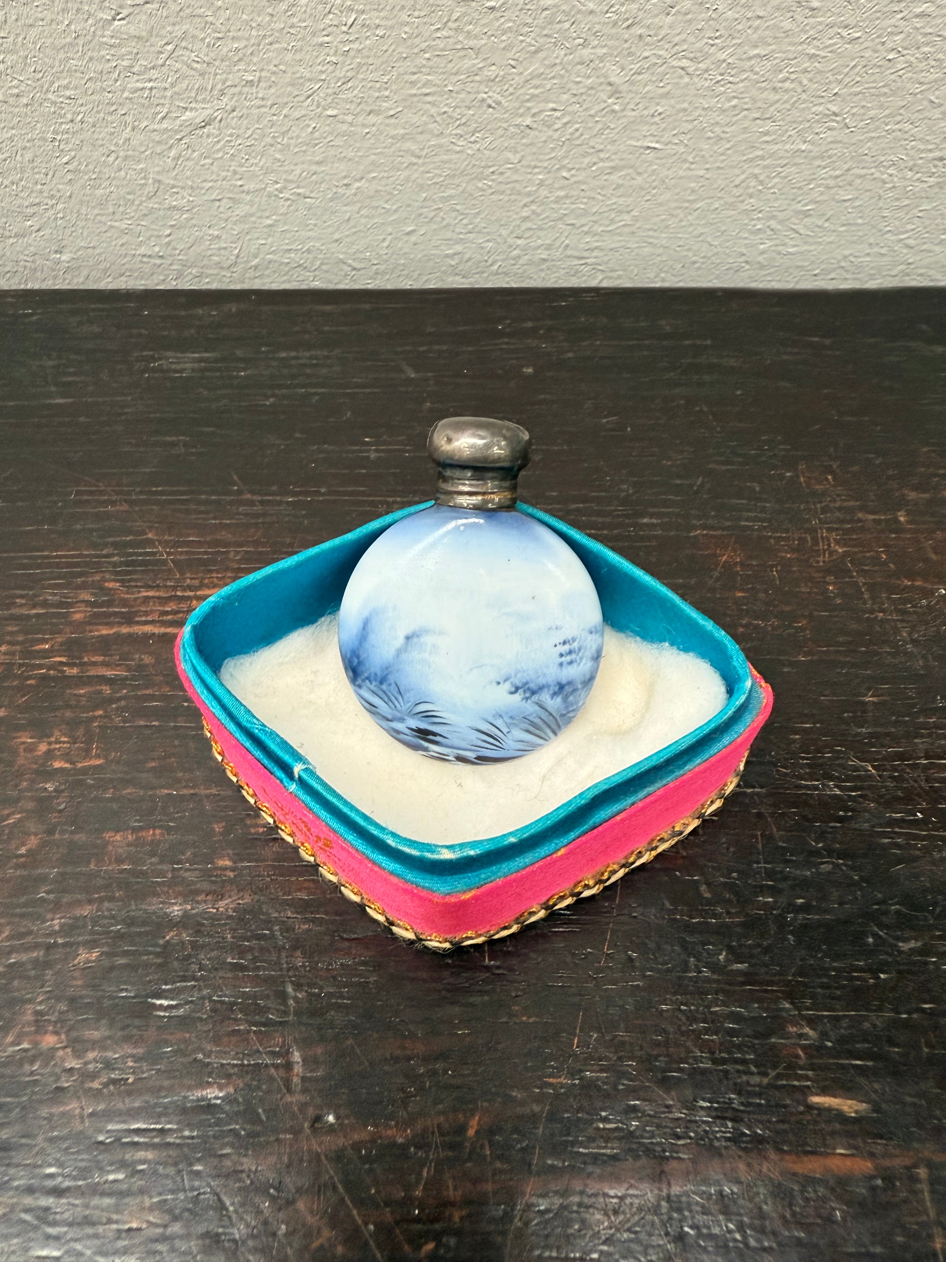 Superb Edwardian Silver Top Hand Painted Perfume Bottle | Antique & Vintage | Moonee Ponds Antiques | Australia Wide Delivery