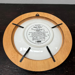 Pair Pretty Limited Edition Plates In Round Wooden Frames
