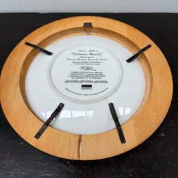 Pair Pretty Limited Edition Plates In Round Wooden Frames