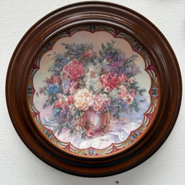 Pair Pretty Limited Edition Plates In Round Wooden Frames