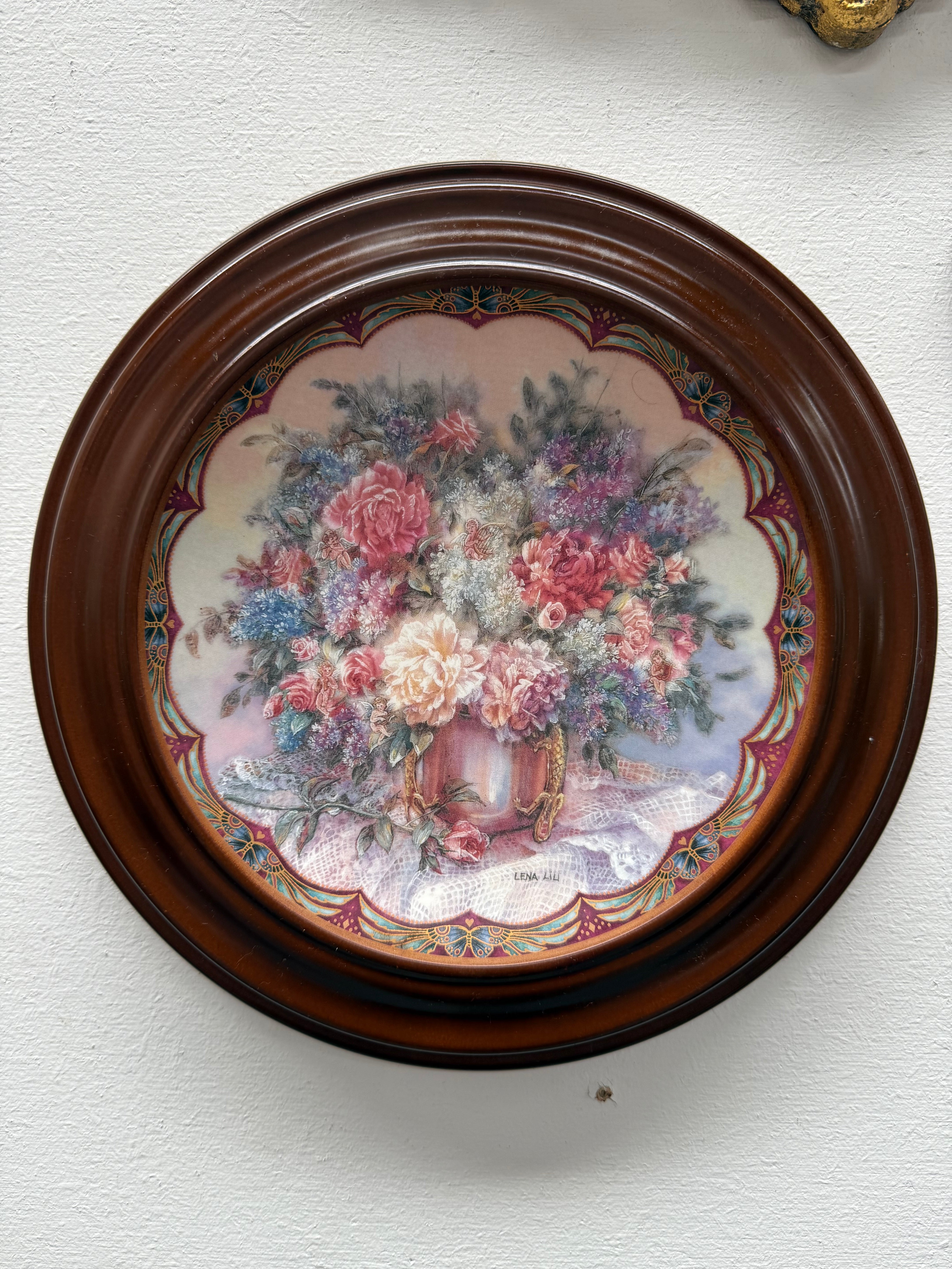 Pair Pretty Limited Edition Plates In Round Wooden Frames | Antique & Vintage | Moonee Ponds Antiques | Australia Wide Delivery