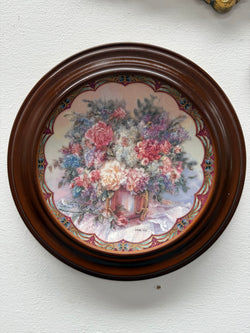 Pair Pretty Limited Edition Plates In Round Wooden Frames | Antique & Vintage | Moonee Ponds Antiques | Australia Wide Delivery