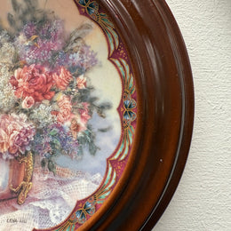 Pair Pretty Limited Edition Plates In Round Wooden Frames