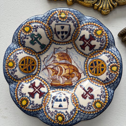 Vintage Hand Painted Portugal Majolica Display Plate