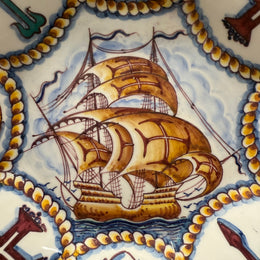 Vintage Hand Painted Portugal Majolica Display Plate