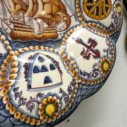 Vintage Hand Painted Portugal Majolica Display Plate