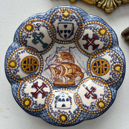 Vintage Hand Painted Portugal Majolica Display Plate