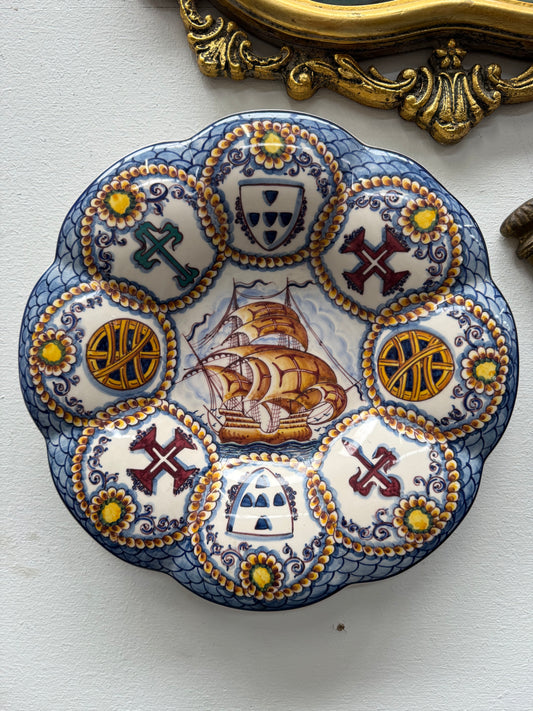 Vintage Hand Painted Portugal Majolica Display Plate