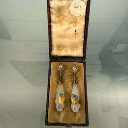 Rare 15ct Georgian Chalcedony Drop Earrings